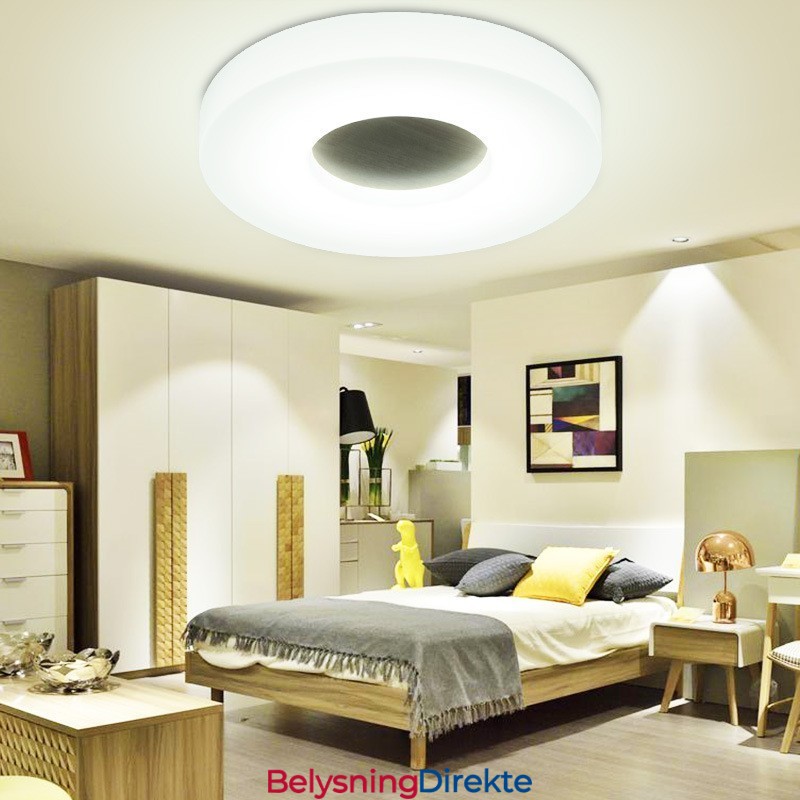 Dimbar Ultratynn Rund Taklampe I Tre Med Akrylskjerm I Nordisk Stil