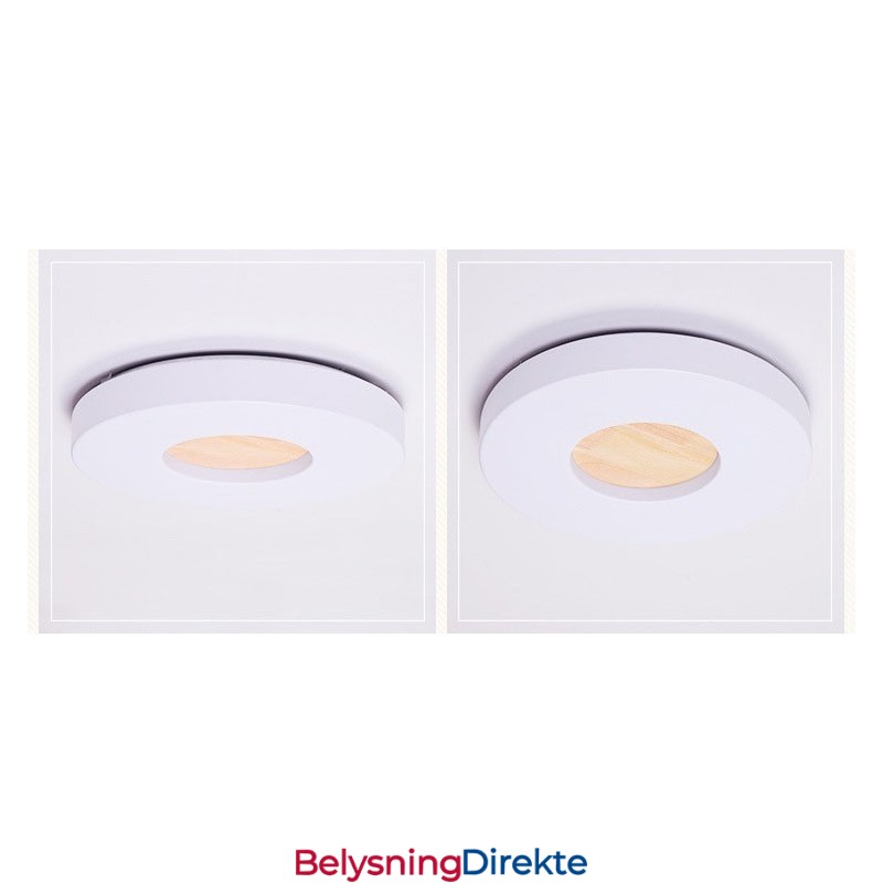 Dimbar Ultratynn Rund Taklampe I Tre Med Akrylskjerm I Nordisk Stil