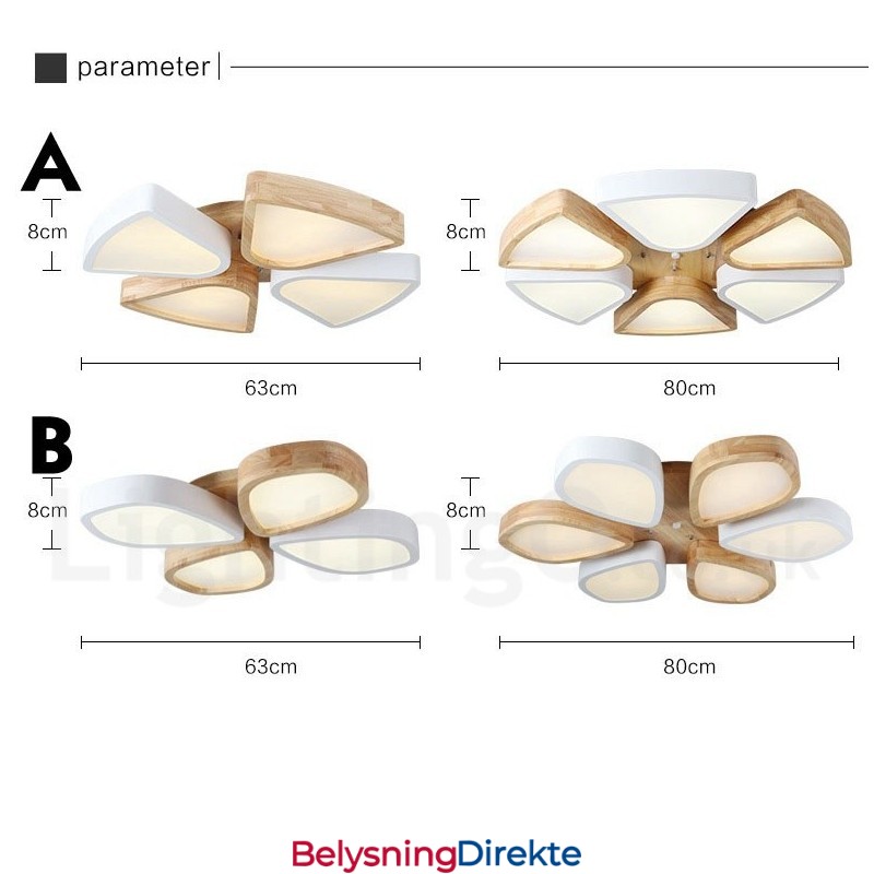 Dimbar Ultratynn Taklampe I Kronbladtre Med Akrylskjerm I Nordisk Stil