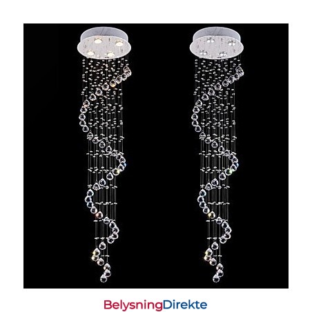 Krystall Pendellampe Lysekronebelysning 4 Lys Sølv Canpoy Klar K9 Krystall Helix Taklampe H150 Cm