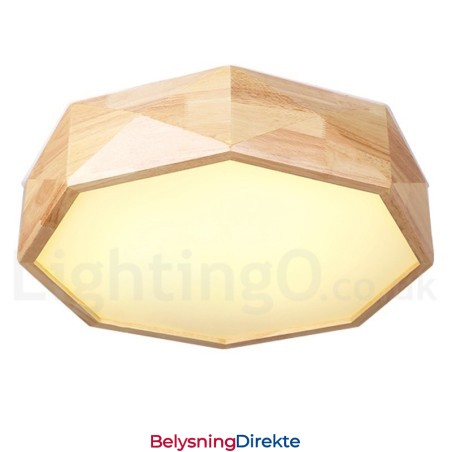 Dimmbar Taklampe I Tre Med Akrylskjerm I Nordisk Stil