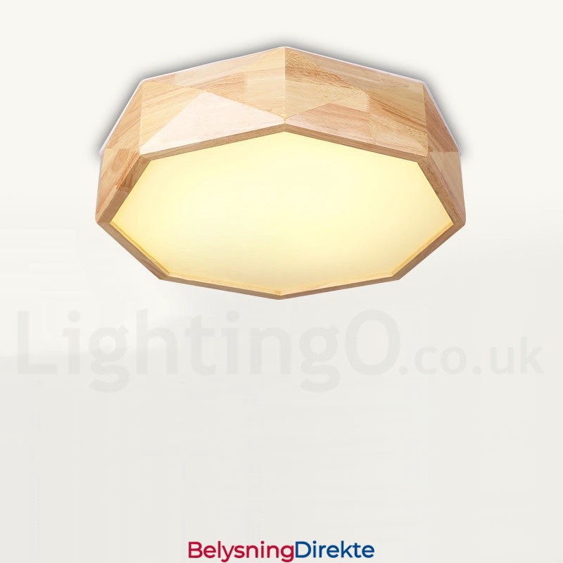 Dimmbar Taklampe I Tre Med Akrylskjerm I Nordisk Stil