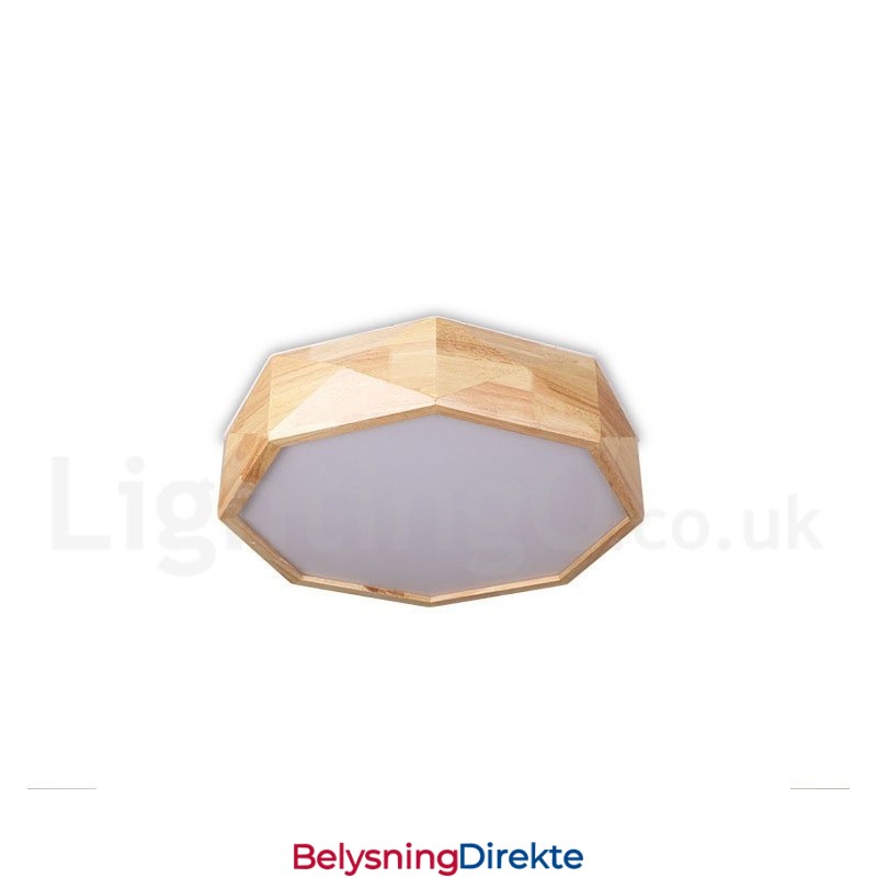 Dimmbar Taklampe I Tre Med Akrylskjerm I Nordisk Stil