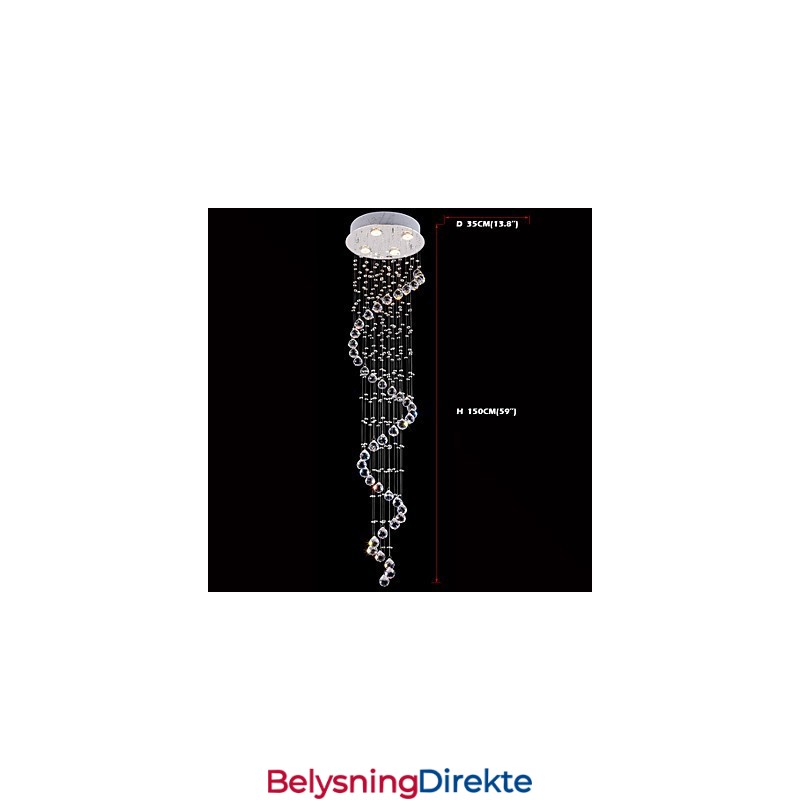 Krystall Pendellampe Lysekronebelysning 4 Lys Sølv Canpoy Klar K9 Krystall Helix Taklampe H150 Cm