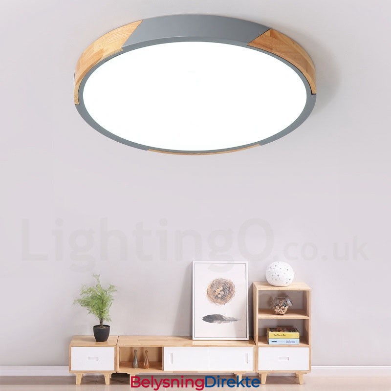 Dimmbar Macaron Multi Colors Wood Ultratynn Taklampe Med Akrylskjerm Taklampe I Nordisk Stil