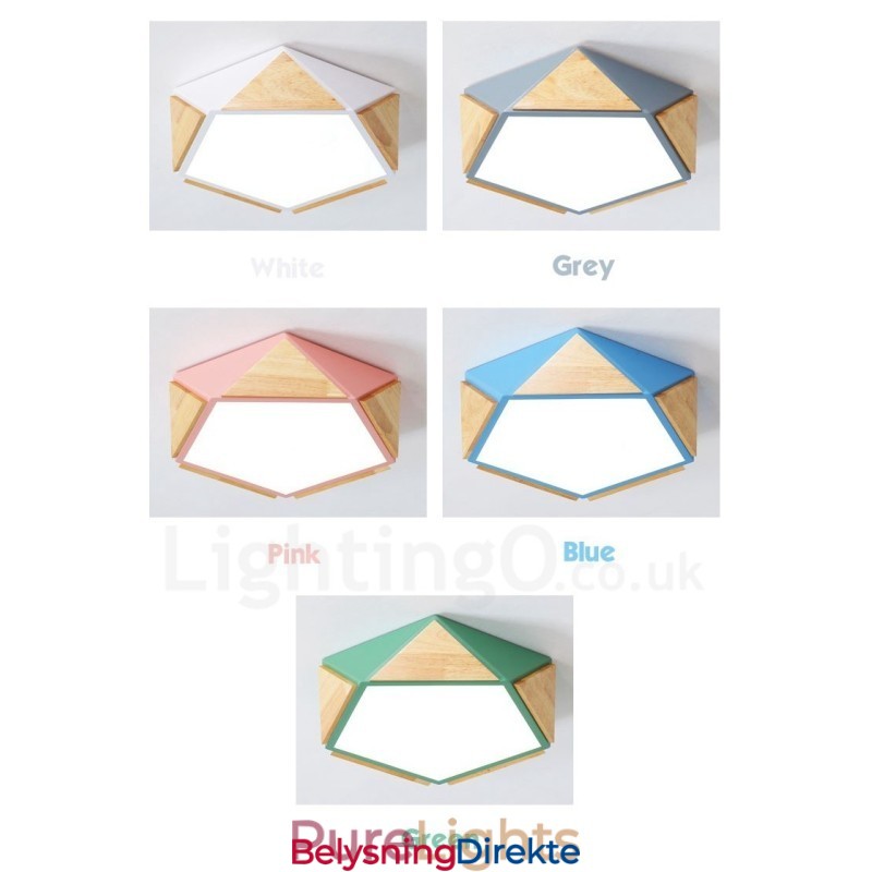 Dimmbar Macaron Flerfarget Tretaklampe Med Akrylskjerm Taklampe I Nordisk Stil