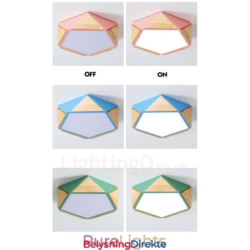 Dimmbar Macaron Flerfarget Tretaklampe Med Akrylskjerm Taklampe I Nordisk Stil