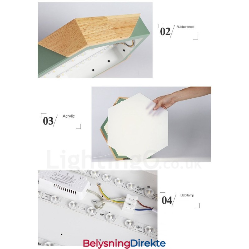 Dimmbar Macaron Ultratynn Flerfarget Tretaklampe Med Akrylskjerm Taklampe I Nordisk Stil