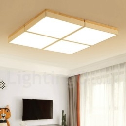 Stor Firkantet Dimbar Macaron Ultratynn Flerfarget Tretaklampe Med Akrylskjerm Taklampe I Nordisk Stil