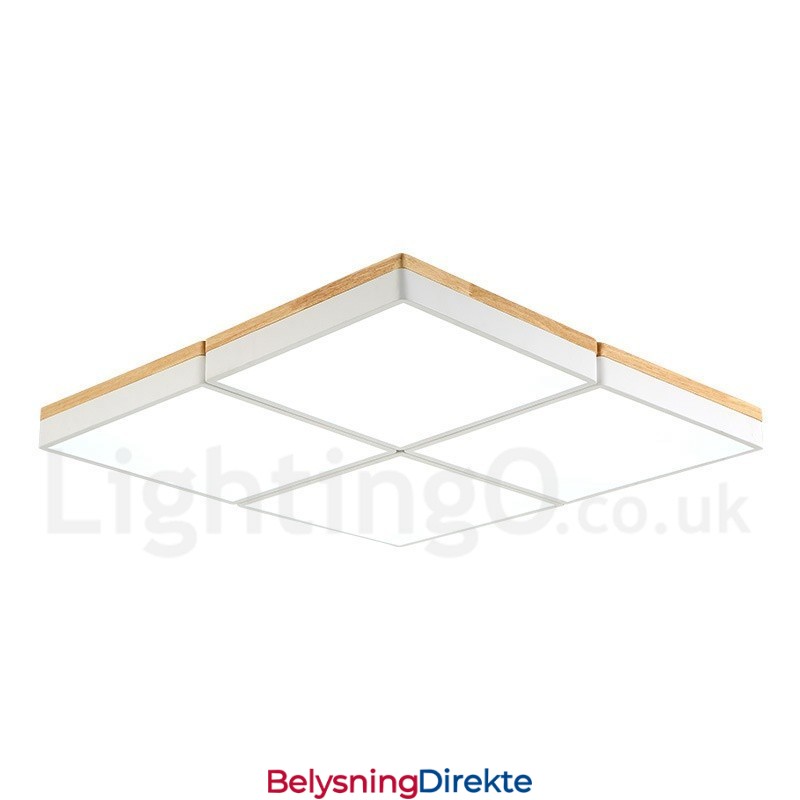 Stor Firkantet Dimbar Macaron Ultratynn Flerfarget Tretaklampe Med Akrylskjerm Taklampe I Nordisk Stil