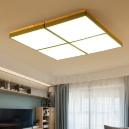 Stor Firkantet Dimbar Macaron Ultratynn Flerfarget Tretaklampe Med Akrylskjerm Taklampe I Nordisk Stil