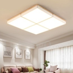 Stor Firkantet Dimbar Macaron Ultratynn Flerfarget Tretaklampe Med Akrylskjerm Taklampe I Nordisk Stil