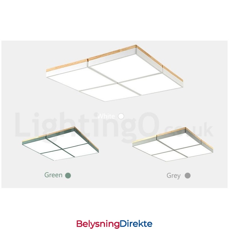 Stor Firkantet Dimbar Macaron Ultratynn Flerfarget Tretaklampe Med Akrylskjerm Taklampe I Nordisk Stil