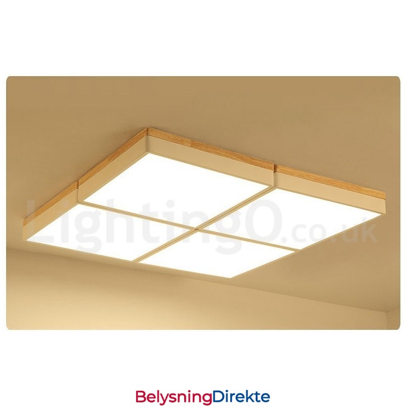 Stor Firkantet Dimbar Macaron Ultratynn Flerfarget Tretaklampe Med Akrylskjerm Taklampe I Nordisk Stil