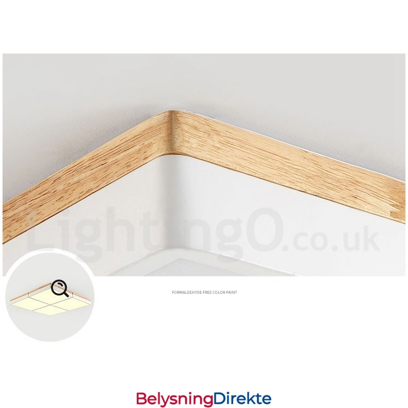 Stor Firkantet Dimbar Macaron Ultratynn Flerfarget Tretaklampe Med Akrylskjerm Taklampe I Nordisk Stil