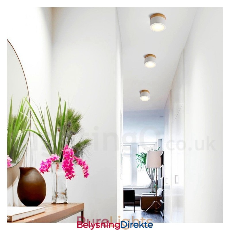 Mini Taklampe I Tre, Moderne Design, Med Akrylskjerm, Spesielt For Bruk Som Vegglampe