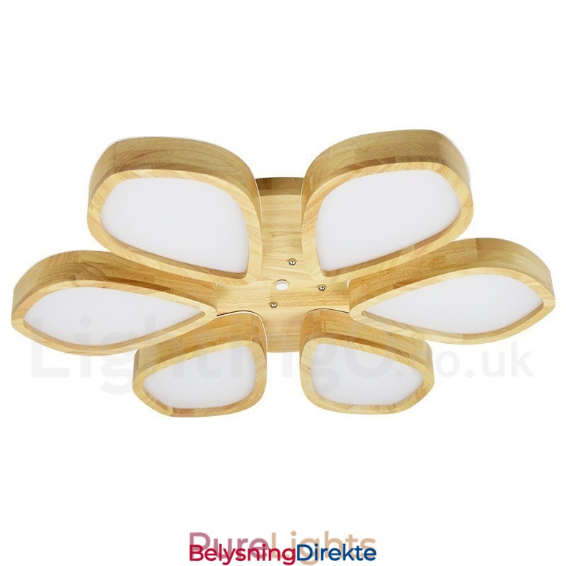 Taklampe I Treblad Med Akrylskjerm I Nordisk Stil