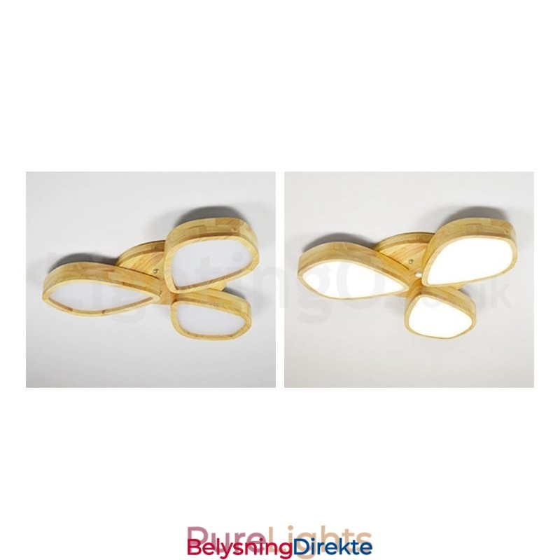 Taklampe I Treblad Med Akrylskjerm I Nordisk Stil