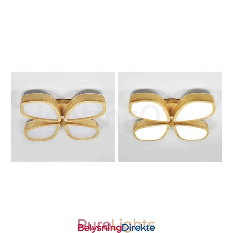 Taklampe I Treblad Med Akrylskjerm I Nordisk Stil