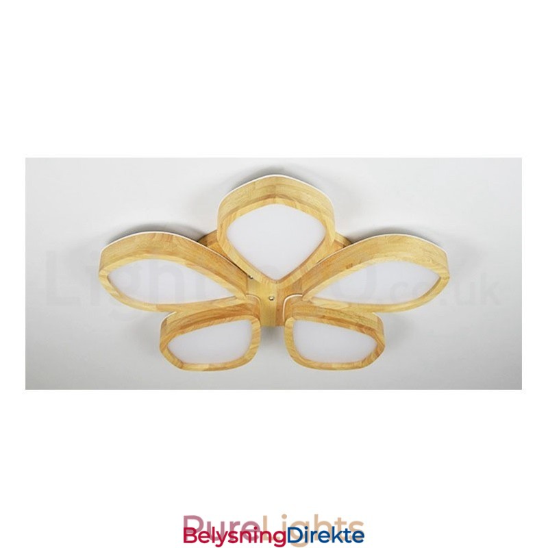 Taklampe I Treblad Med Akrylskjerm I Nordisk Stil