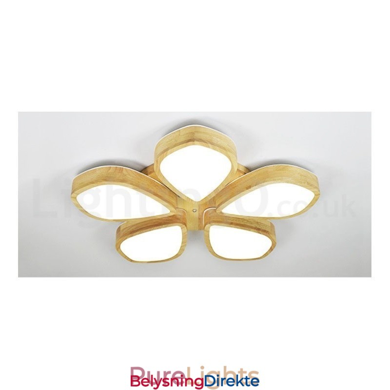 Taklampe I Treblad Med Akrylskjerm I Nordisk Stil