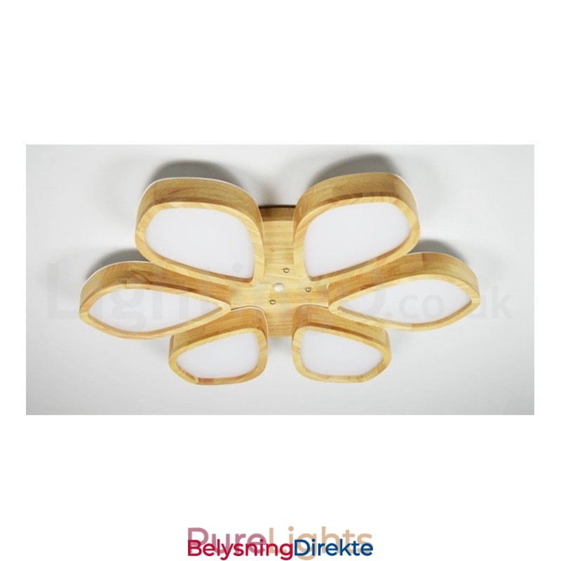 Taklampe I Treblad Med Akrylskjerm I Nordisk Stil