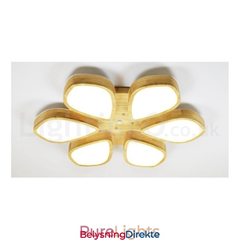 Taklampe I Treblad Med Akrylskjerm I Nordisk Stil