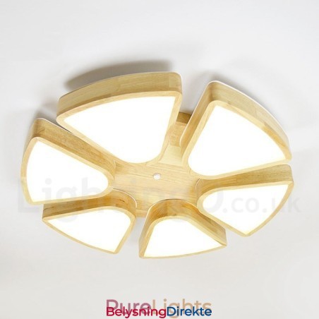 Taklampe I Treblad Med Akrylskjerm I Nordisk Stil