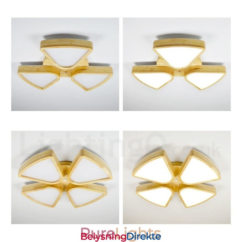 Taklampe I Treblad Med Akrylskjerm I Nordisk Stil