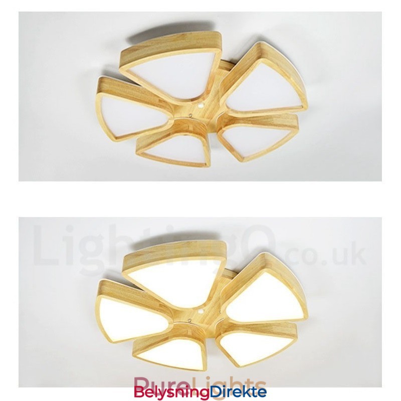 Taklampe I Treblad Med Akrylskjerm I Nordisk Stil