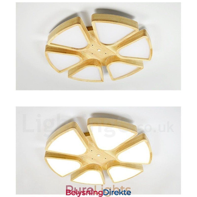 Taklampe I Treblad Med Akrylskjerm I Nordisk Stil