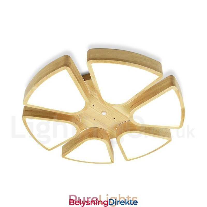 Taklampe I Treblad Med Akrylskjerm I Nordisk Stil