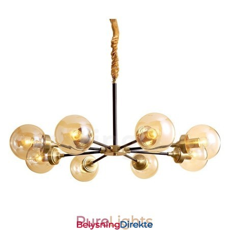 Luksuriøs Rustikk Retro Vintage Messing Pendellysekrone Med Glassskjermer