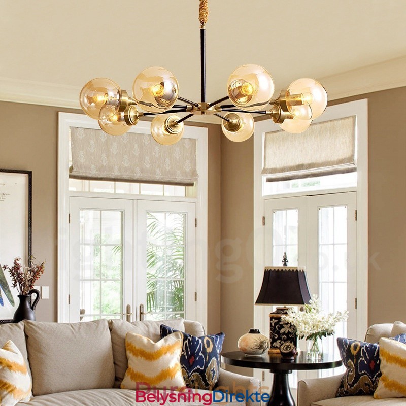 Luksuriøs Rustikk Retro Vintage Messing Pendellysekrone Med Glassskjermer
