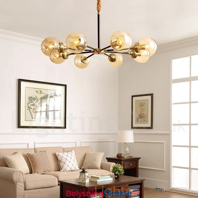 Luksuriøs Rustikk Retro Vintage Messing Pendellysekrone Med Glassskjermer