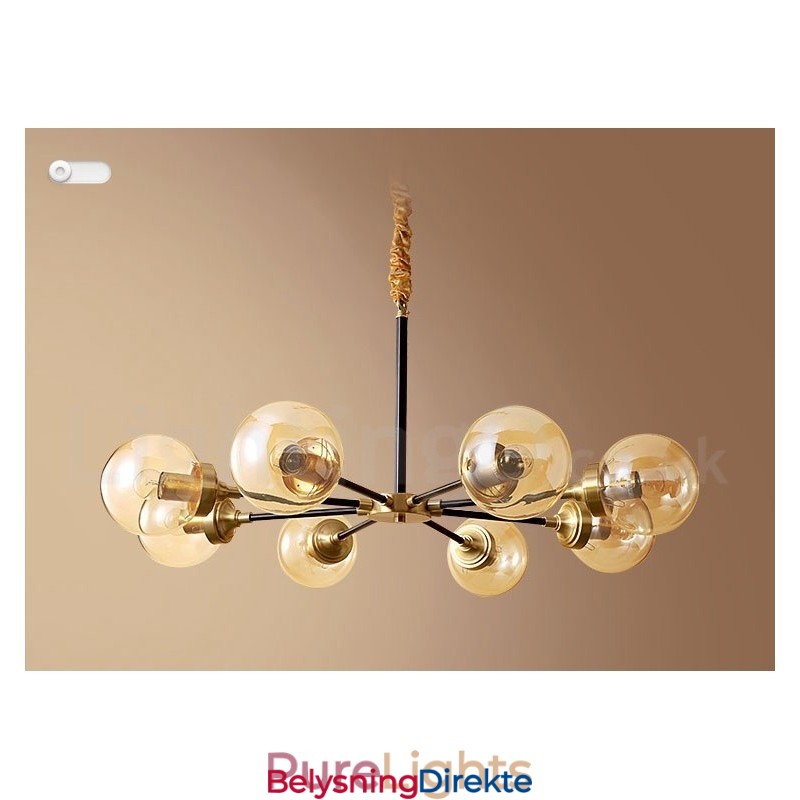 Luksuriøs Rustikk Retro Vintage Messing Pendellysekrone Med Glassskjermer