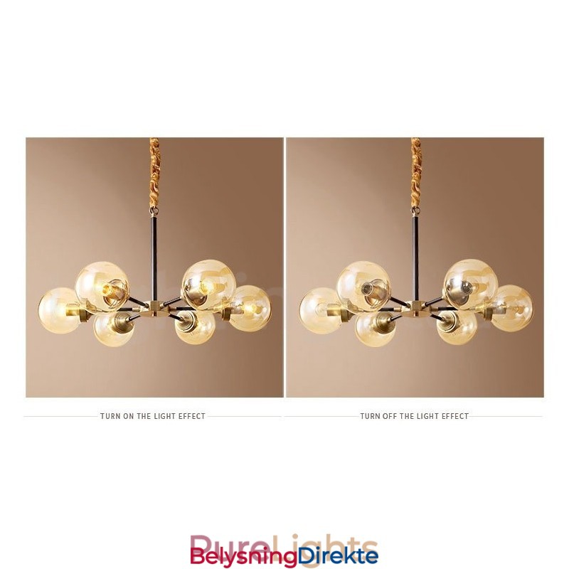 Luksuriøs Rustikk Retro Vintage Messing Pendellysekrone Med Glassskjermer