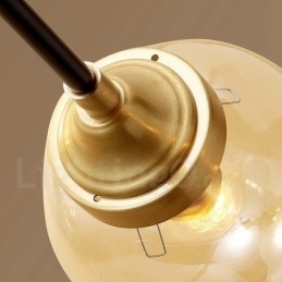 Luksuriøs Rustikk Retro Vintage Messing Pendellysekrone Med Glassskjermer