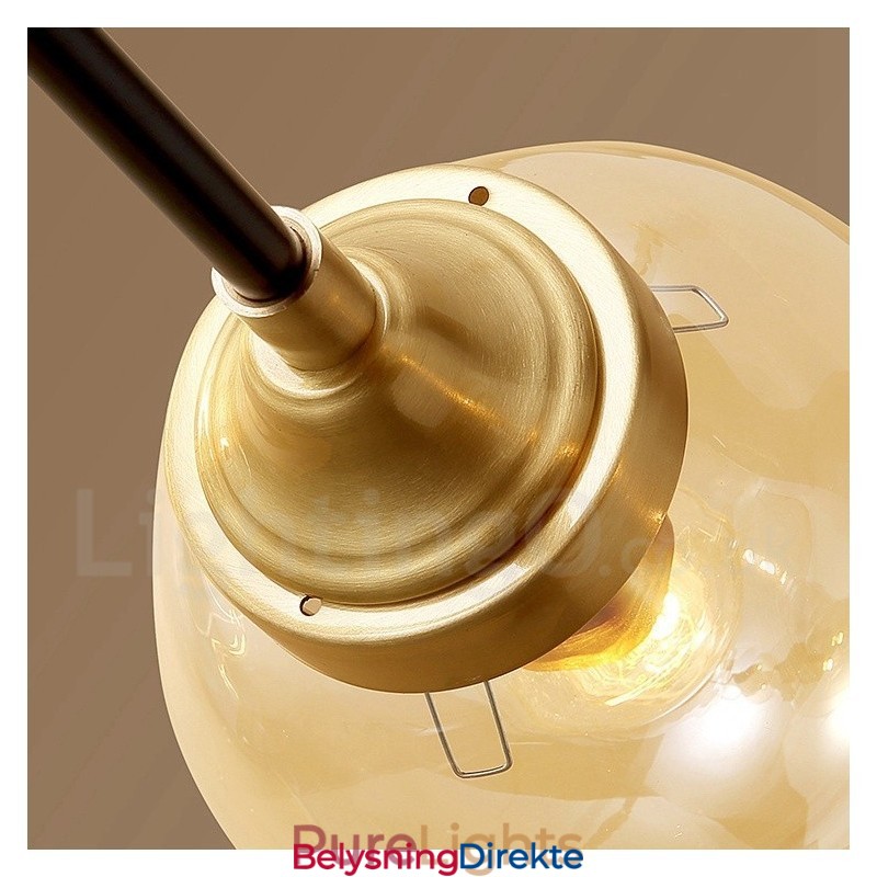 Luksuriøs Rustikk Retro Vintage Messing Pendellysekrone Med Glassskjermer