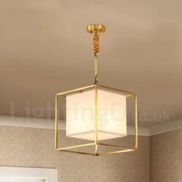 Ren Messing, Enkel Rustikk Retro Vintage Messingpendellampe Med Stoffskjerm