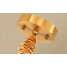 Ren Messing, Enkel Rustikk Retro Vintage Messingpendellampe Med Stoffskjerm