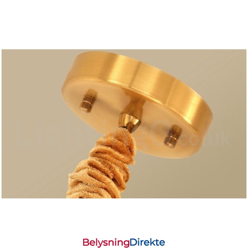 Ren Messing, Enkel Rustikk Retro Vintage Messingpendellampe Med Stoffskjerm