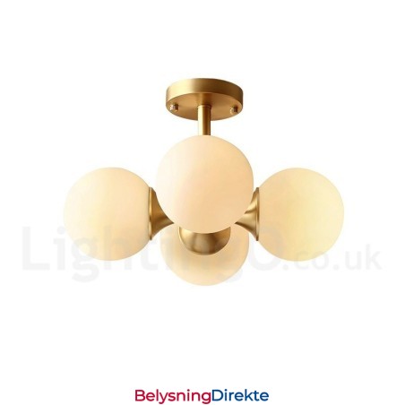 4 Lys I Ren Messing, Moderne, Samtidskunst, Enkel, Rustikk, Retro Vintage, Innfelt Taklampe Med Glassskjermer