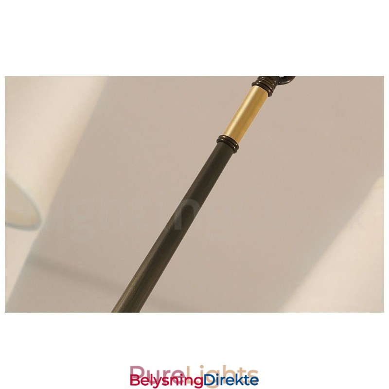 Stor, Luksuriøs, Rustikk, Retro Vintage-Lysekrone I Messing Med Stoffskjermer