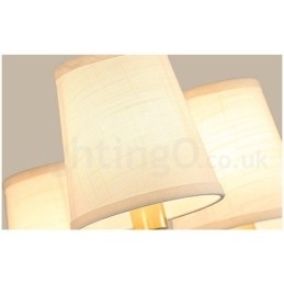 Stor, Luksuriøs, Rustikk, Retro Vintage-Lysekrone I Messing Med Stoffskjermer