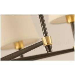 Stor, Luksuriøs, Rustikk, Retro Vintage-Lysekrone I Messing Med Stoffskjermer