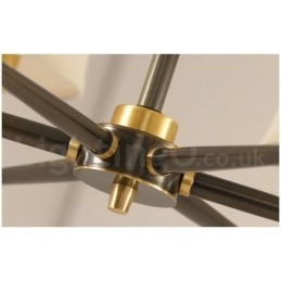 Stor, Luksuriøs, Rustikk, Retro Vintage-Lysekrone I Messing Med Stoffskjermer