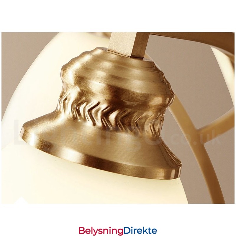 Stor, Luksuriøs, Rustikk, Retro Vintage-Lysekrone I Messing Med Glassskjermer