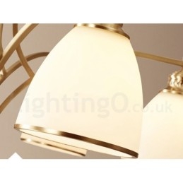 Stor, Luksuriøs, Rustikk, Retro Vintage-Lysekrone I Messing Med Glassskjermer