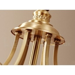 Stor, Luksuriøs, Rustikk, Retro Vintage-Lysekrone I Messing Med Glassskjermer